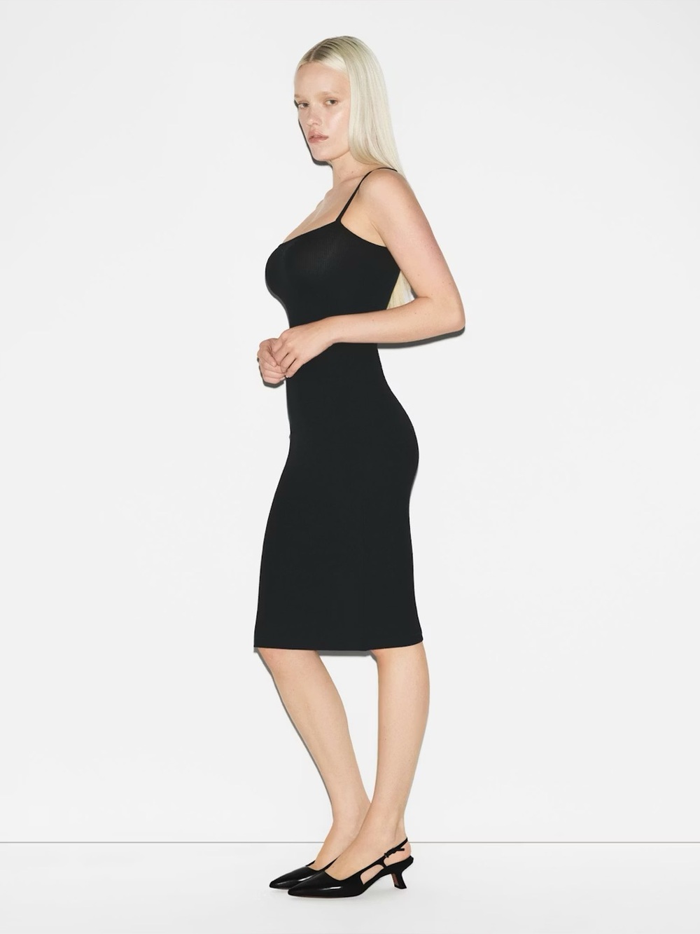 SKIMS Soft Lounge Midi Slip Dress XL Onyx